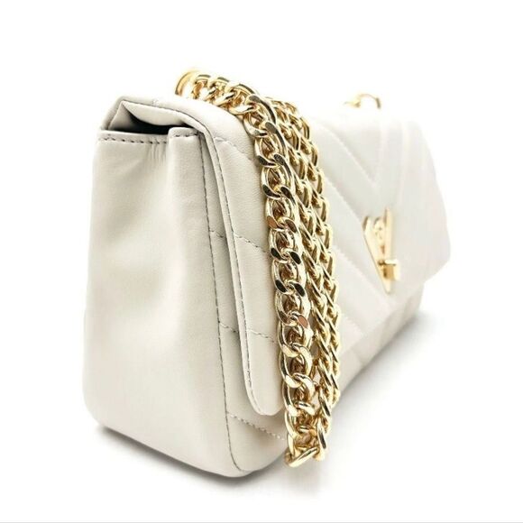 Valentino Orlandi White Quilted Handbag With Gold Chain Strap - Picture 3 of 10